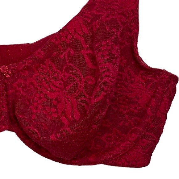 Cacique Red Unlined Full Coverage Underwire Lace Bra Size 40D - Picture 3 of 11